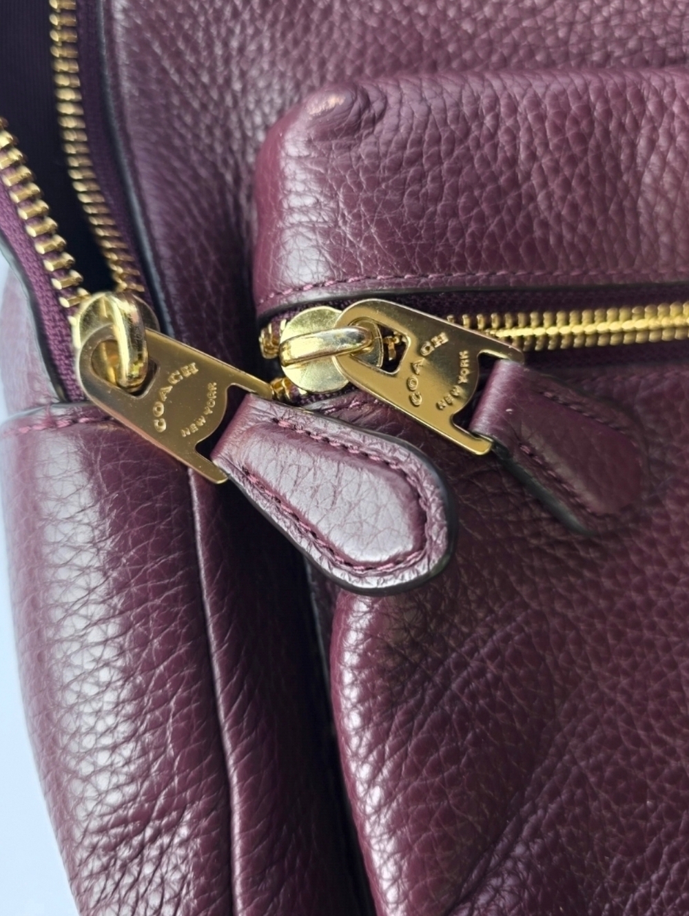 Maroon Coach Court Backpack in Refined Pebble Leather Coach Bag - Picture 12 of 12